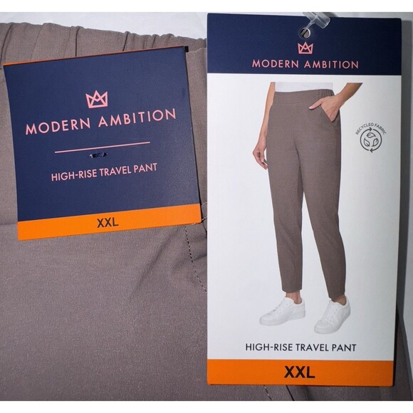 Modern Ambition Womens Size XXL Brown High Rise Travel Pant - Picture 5 of 8